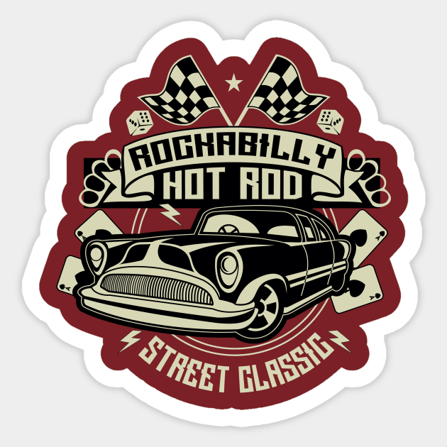 Rockability Hot Rod Sticker by lionkingdesign